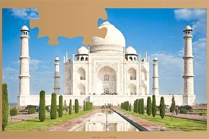 Bilde av Taj Mahal med en ubrukt puslespillbrikke øverst til venstre