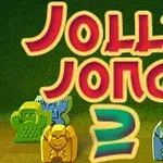Fargerike steinfigurer med ansikter under teksten Jolly Jong 2
