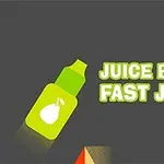 En grønn flaske med et pære-symbol ved siden av teksten Juice Bottle Fast Jumps på en mørk bakgrunn