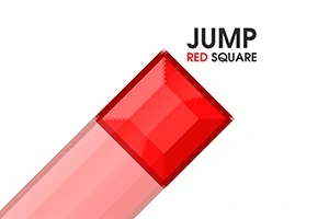 Rød firkant med teksten Jump Red Square på en hvit bakgrunn
