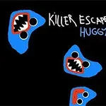 Tegneserieaktige blå ansikter med store øyne og åpne, tannfylte munner på en svart bakgrunn, med teksten Killer Escape Huggy