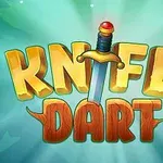 Teksten KNIFE DART i store bokstaver med et sverd plassert vertikalt i midten