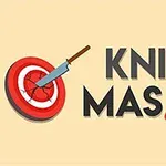 Teksten Knife Master ved siden av en blink med en kniv stukket inn