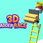 To figurer klatrer på fargerike stiger med planker på ryggen, og teksten 3D Ladder Race vises i midten