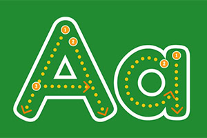 The game helps young children learn to write letters, numbers, shapes, animals, and other content