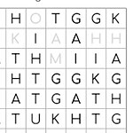 Rutenett med bokstaver i et ordsøkpuzzle-format