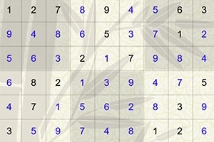 Et rutenett med tall fra 1 til 9 i hver boks, arrangert i kolonner og rader, med en bakgrunn av subtile blader