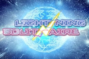Lyn og elektrisk kule med ordene Lightning Solitaire i neonfarger
