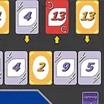 Kortspillgrensesnitt med kortverdier og en Flip Card knapp