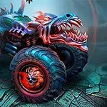 Mad Truck Challenge En futuristisk monstertruck med drageskalle-design og glødende hjul