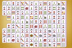 Fliser med kinesiske tegn og symboler arrangert i et mønster på en dekorativ bakgrunn
