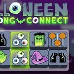 Tegninger av Halloween-symboler som øyeepler, en heks, spøkelser, svarte katter og gresskar i et spilloppsett