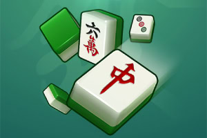Grønne Mahjong-brikker med kinesiske tegn på en grønn bakgrunn