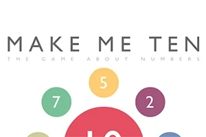 Teksten Make Me Ten - The Game About Numbers vises over flere fargerike sirkler med tallene 10, 7, 5 og 2