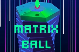 Teksten MATRIX BALL er plassert over en stilisert type struktur med geometriske former og skarpe lyslinjer