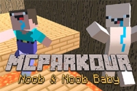 I 3D to-spiller mc parkour hjelper du to venner med å nå målstreken
