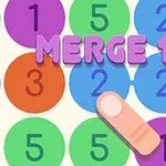 Fargerike sirkler med tall og teksten MERGE 13 i midten, samt en illustrert finger som peker