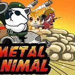 Dyr med forskjellige våpen står klare til kamp foran store bokstaver som sier METAL ANIMAL med oransje bakgrunn