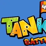 Fargerik, tegneserieaktig tekst med ordene Tank Battle og et flagg med Micro på en blå bakgrunn