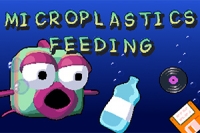 Hjelp en sulten fisk å spise plast i havet i dette spillet