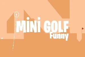 Teksten Mini Golf Funny vises i hvite bokstaver på en lys oransje bakgrunn