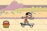 Mr. Bean lærer å skateboarde, han liker å prøve nye leker