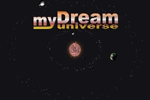 Teksten myDream Universe vises over en animert stjerne med flere omliggende planeter