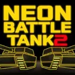 To kuleformede, gule neontanks med teksten Neon Battle Tank 2 i gult og rødt ovenfor