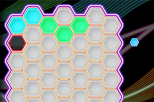 Hexagonale ruter med fargerike lys på en svart bakgrunn