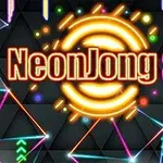 Fargerik neontekst NeonJong 3D med geometriske lysmønstre i bakgrunnen