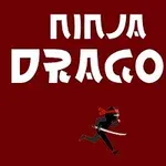 En ninja med sverd løper på en mørkerød bakgrunn med teksten Ninja Dragon over