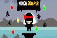 Kontroller en hoppende ninja for å samle frukt og unngå våpen