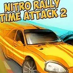 To biler, en gul og en blå, kjører side om side i høy hastighet under teksten Nitro Rally Time Attack 2