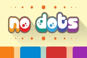 Flerfarget tekst med ordene no dots mot en lys bakgrunn med oransje prikker