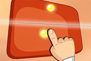 En hånd peker på en lysende knapp på en oransje panel