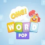 Tegneseriefigur med rødthår, omg tekstboble, og ordet WORD POP skrevet i fargeblokker på blå bakgrunn