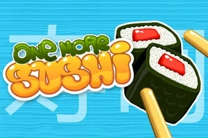 Tegneserieaktig sushibiter med spisepinner på blå bakgrunn