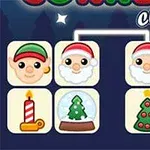 Juleikoner med nisse, snømann, lys, juletre og bjelle i et rutenettmønster