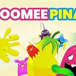 Fargerike, animerte skapninger med ulike uttrykk omgir en stor gul piñata