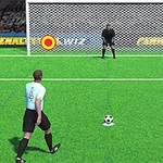 En fotballspiller står klar til å ta et straffespark mot en målvakt foran målet