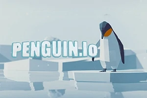 En tegnet pingvin står på en isflak med teksten Penguin