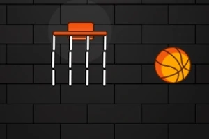 En oransje basketball på svart bakgrunn ved siden av en basketballkurv med nett