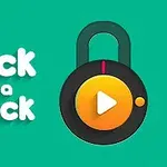 Låsemotiv med en play-knapp i midten og teksten Pick a Lock på grønn bakgrunn