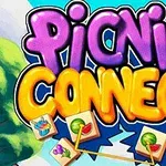 Fargerik tekst som sier Picnic Connect med små bilder av ulike matvarer rundt teksten