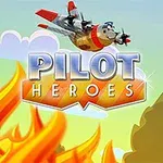 Et animert fly svever over flammer, med teksten Pilot Heroes i bakgrunnen