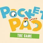 Teksten Pocket Pac: The Game i fargerike bokstaver med øyne som dekorasjon