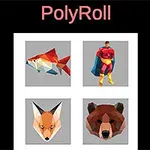 Fire polygonale illustrasjoner av en fisk, en superhelt, en rev og en bjørn vises i et rutenett