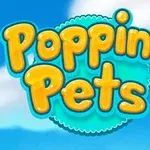 Fargerik tekst Popping Pets mot en blå himmel med skyer i bakgrunnen