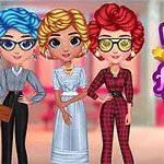 Tre stilige figurer med fargerike frisyrer og moteantrekk fra 80-tallet, med teksten Popular 80s Fashion Trends ved siden av