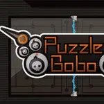 Logo med teksten Puzzle Bobo omgitt av stiliserte bomber med hodeskaller på en mørk bakgrunn